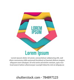 moderrn pentagonal design shape with papercut layered abstract background for logo, banner, flyer, poster, etc design template
