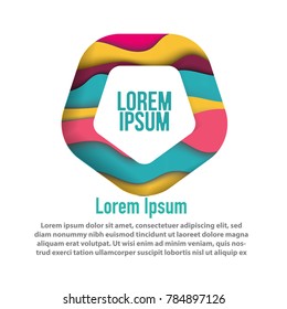 moderrn pentagonal design shape with papercut layered abstract background for logo, banner, flyer, poster, etc design template