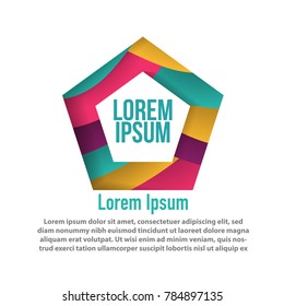 moderrn pentagonal design shape with papercut layered abstract background for logo, banner, flyer, poster, etc design template