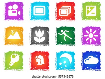 Modes of Photo simply symbols in grunge style for user interface design