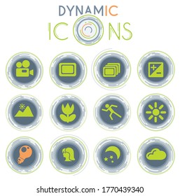 Modes of Photo vector icons on white background with dynamic lines for animation for web and user interface design