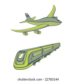 Modes of transport. Cute transportation icons