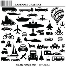 Modes of transportation graphic collection individually layered