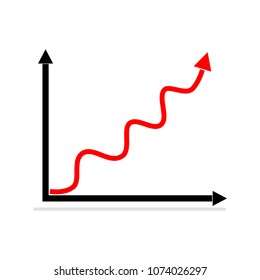 A modest graph thrifty in expression, when you're doing something good, black, red, white background, arrows, website, logo, icon, vector illustration