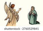 Modest humble holy bless devot awe young saint human faith lady talk say ask Lord help born baby life face fear old retro white light cloth. Admire spirit joy sky man gospel hope Israel hand drawn art
