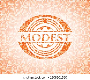 Modest orange mosaic emblem with background