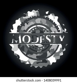 Modesty on grey camouflaged pattern