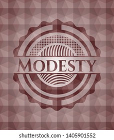 Modesty red badge with geometric pattern. Seamless.