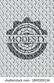 Modesty shiny silver badge. Scales pattern. Vector Illustration. Detailed. 