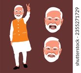 Modi Ji Vector Clipart: A diverse collection of vector clipart featuring Narendra Modi. This clipart can be used to create a variety of designs, from simple social media graphics to complex marketing.