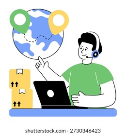 Ilustração modificável do serviço logístico ao cliente