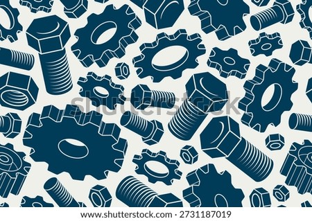 Modification, invention and solution theme seamless background, vector engineering endless wallpaper, bolts and gears tiling pattern, elements easy to use separately.