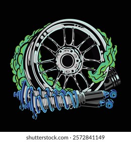 modification rims part design vector