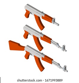 Modifications of the Soviet Kalashnikov assault rifle . AK-47 and AKSU-74. 3D isometry