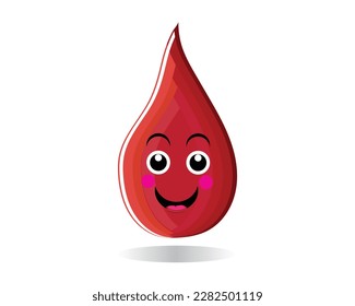 una imagen modificada de la caricatura de sangre roja oscura diseño vectorial y cara dibujada que consiste en ojos y cejas y una boca sonriente y puntos rosados en las mejillas del objeto