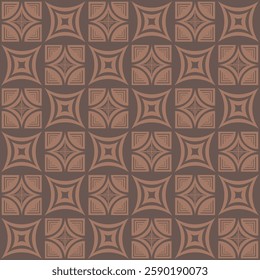 Modified Geometric Squares in Mocha Coffee on a Dark Chocolate background creating a seamless pattern print background