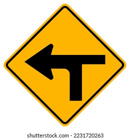 Modified Intersection Left Symbol Sign, Vector Illustration, Isolated On White Background Label .EPS10 