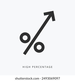 A modified percent sign with rising arrow. Isolated Vector Illustration