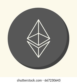 Modified symbol of digital crypto currency Ethereum, vector round icon with the illusion of volume, simple color change