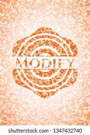 Modify abstract emblem, orange mosaic background