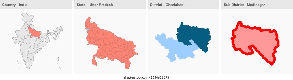 Modinagar map outlinee, Ghaziabad District,Uttar Pradesh State, Republic of India, Government of  Uttar Pradesh, Indian territory, Eastern India, politics, village, tourism