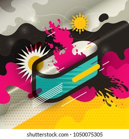 Modish abstract background made of various objects and shapes. Vector illustration.