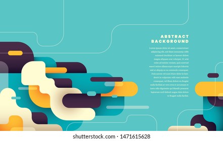 Modish abstract composition with rounded shapes in color and text box. Vector illustration.
