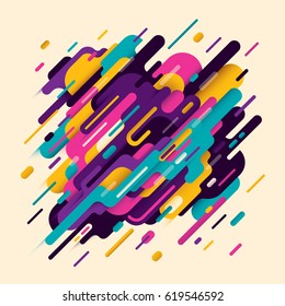 Modish abstraction, with composition made of various rounded shapes in intense colors. Vector illustration.