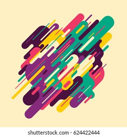 Modish abstraction with design made of various rounded shapes in color. Vector illustration.