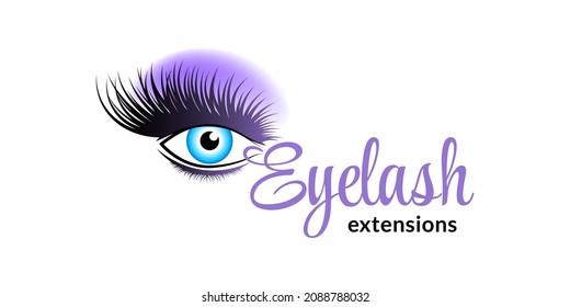 Modish eyelash extension logo. Vector illustration.