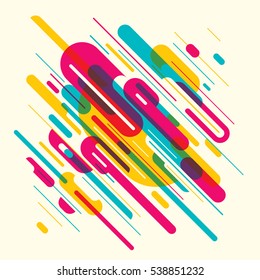 Modish style abstract background with colorful rounded shapes. Vector illustration.