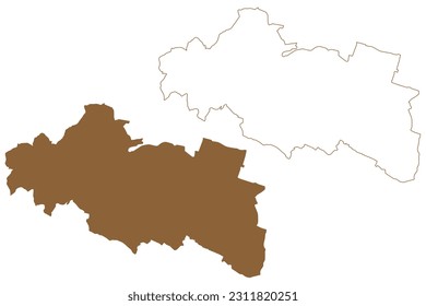 Modling district (Republic of Austria or Österreich, Lower Austria or Niederösterreich state) map vector illustration, scribble sketch Bezirk Mödling map