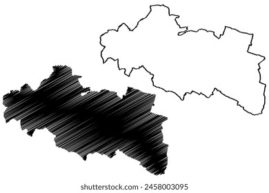 Modling district (Republic of Austria or Österreich, Lower Austria or Niederösterreich state) map vector illustration, scribble sketch Bezirk Mödling map