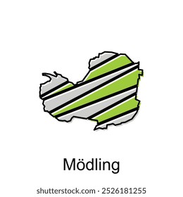 Modellkarte flache Symbolgrafik, Vektorgrafik von Österreich mit Vorlage für geometrische Streifenfarbsymbole