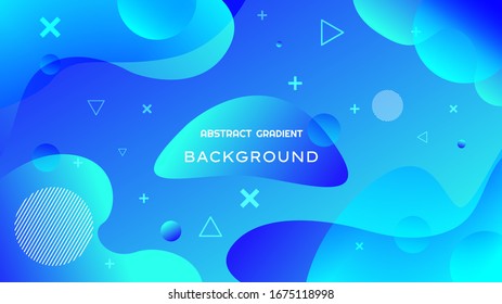 Modrn blue gradient background design with triangles, circles, waves and elements. Layout for banners, landings, labels etc. High resolution, in trendy liquid shape style. Eps 10 vector