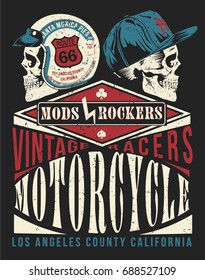 mods vs. rockers vintage vector  for print