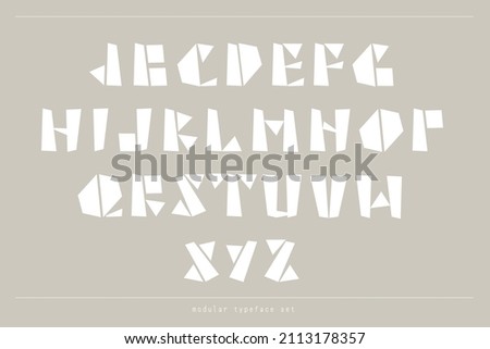 Modular alphabet set. Geometric uppercase letters.