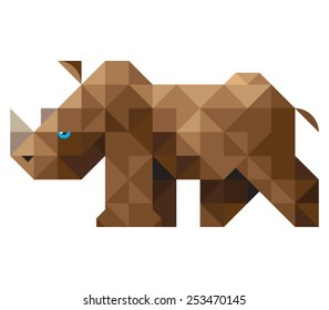 Modular animal figurines savannas of triangular elements. rhino