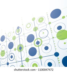 Modular Bauhaus 3d vector green background, created from simple geometric figures like circles and lines. Best for use as advertising poster or banner design.