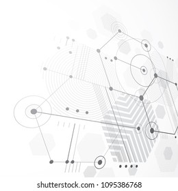 Modular Bauhaus 3d vector monochrome background, created from simple geometric figures like hexagons and lines. Best for use as advertising poster or banner design. 