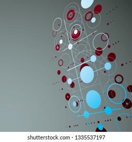 Modular Bauhaus 3d vector red background, created from simple geometric figures like circles and lines. Best for use as advertising poster or banner design.