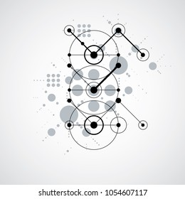 Modular Bauhaus monochrome vector background, created from simple geometric figures like circles and lines. Best for use as advertising poster or banner design.