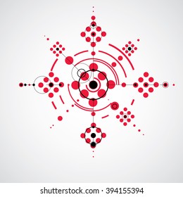 Modular Bauhaus red vector background, created from simple geometric figures like circles and lines. Best for use as advertising poster or banner design.