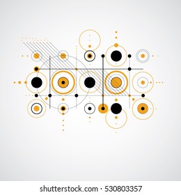 Modular Bauhaus vector background, created from simple geometric figures like circles and lines. Best for use as advertising poster or banner design.