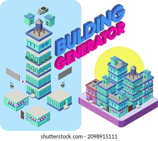 A modular city generator for easy asset creation. With flat and coherent vectors to change and make diverse buildings.