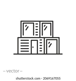 Modular Container House Icon, Prefabricated Engineering, Building Housing, Home At The Prefab Panels, Puzzle Construction, Future Architecture, Thin Line Symbol - Editable Stroke Vector Illustration