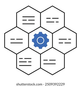 Diseño modular Diseño de iconos. Representa Arquitectura Flexible, Escalabilidad, Eficiencia, Innovación. Icono de Vector con trazo editable.