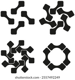 Modular design icons. Geometric abstract shapes. Circular connection patterns. Vector symbols.
