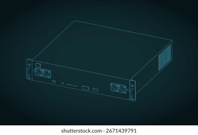 Batería de almacenamiento de energía modular y plan isométrico de fuente de alimentación de respaldo. Sistema de energía solar renovable