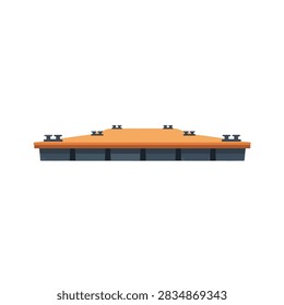 Modular floating dock platform with mooring cleats for marina and boat harbor on white background